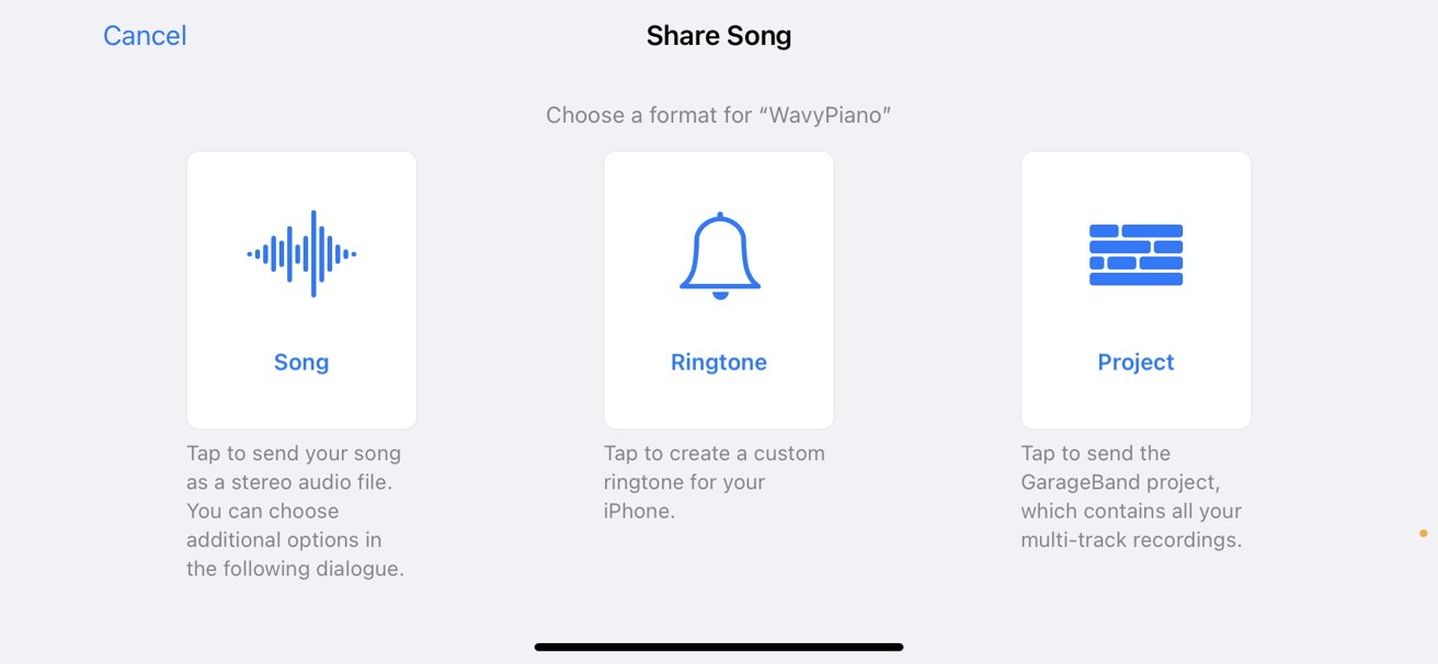 Compartir la canción en GarageBand en iOS le permite guardarla como tono de llamada directamente en el dispositivo. 