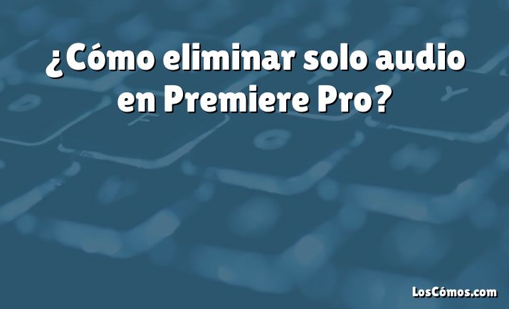 ¿Cómo eliminar solo audio en Premiere Pro?