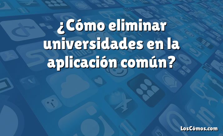 ¿Cómo eliminar universidades en la aplicación común?